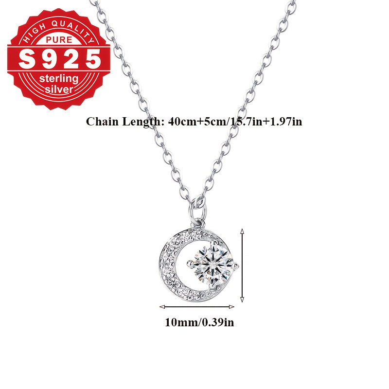 Women's S925 Sterling Silver Pendant Necklace with Zirconia